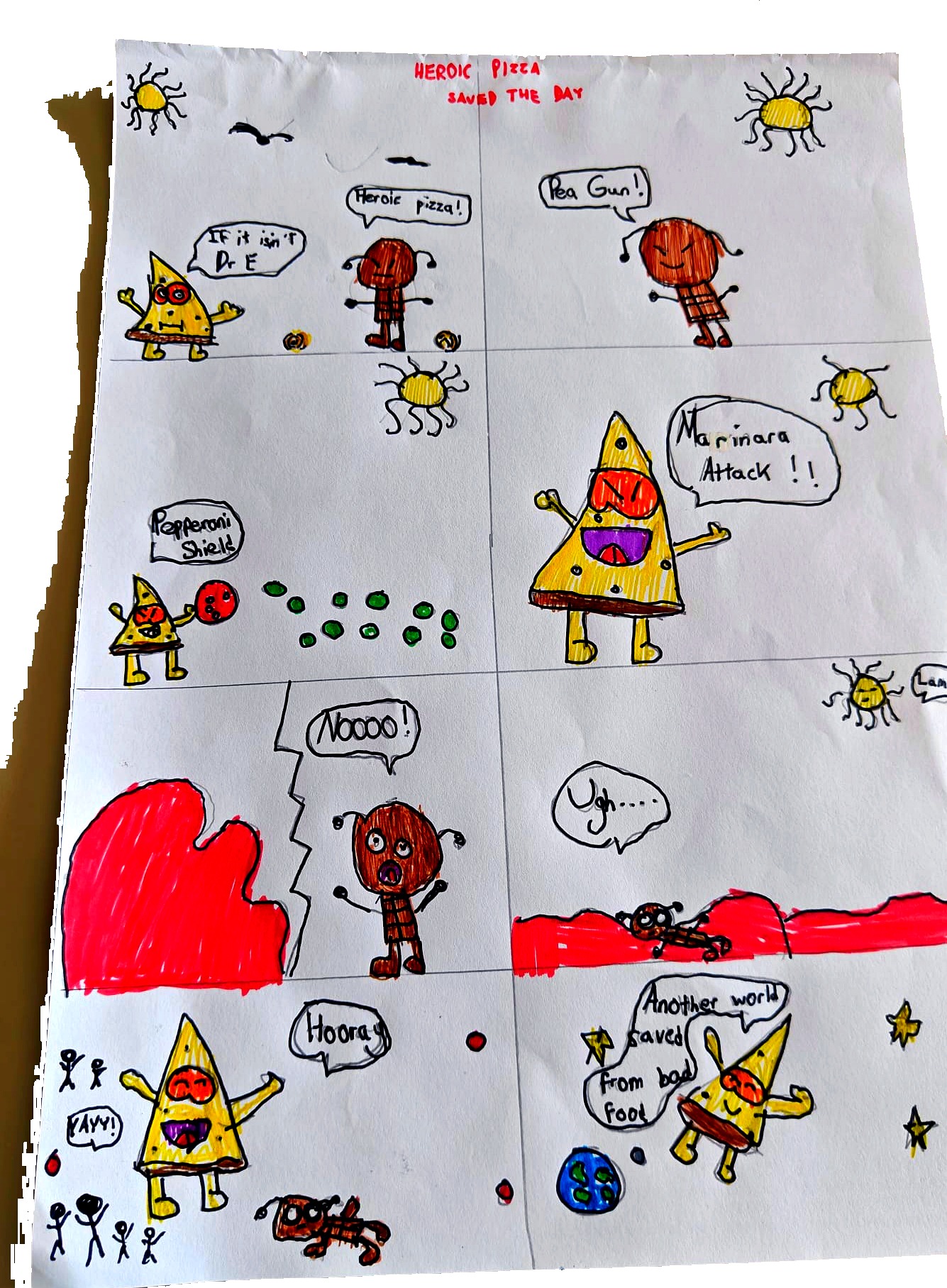Heroic Pizza Saves the Day comic starring Heroic Pizza
